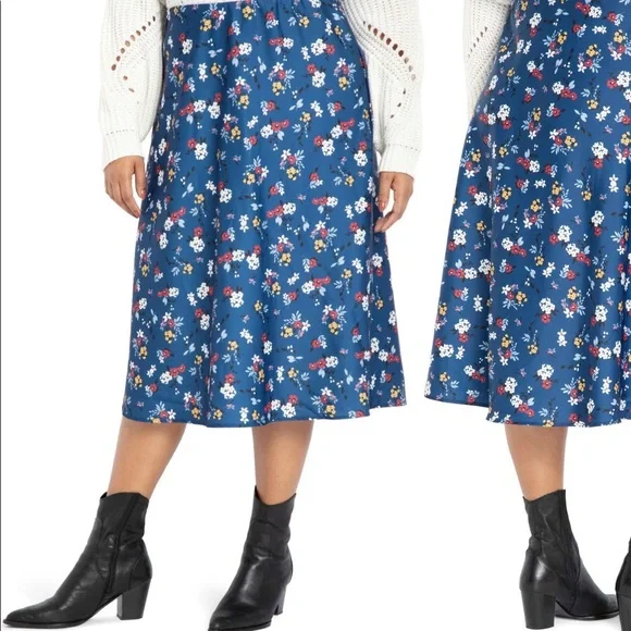 ELOQUII Plus Size 14 Floral Midi Skirt - Picture 1 of 6